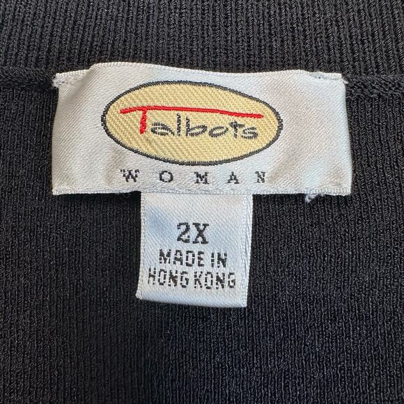 Talbots Black Ribbed Knit Short Sleeve Dress Shirt Blouse Womens Plus 2X Stretch - Picture 4 of 5